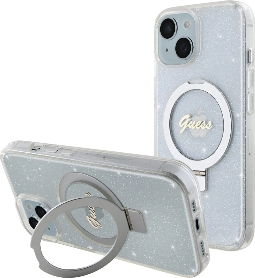 GUESS Ring Glitter Back Case MagSafe - Transparant