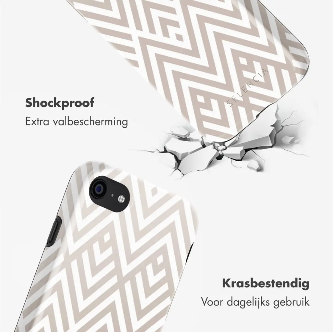 Selencia Hoesje iPhone SE/8/7/6s/6 - Beige Zigzag