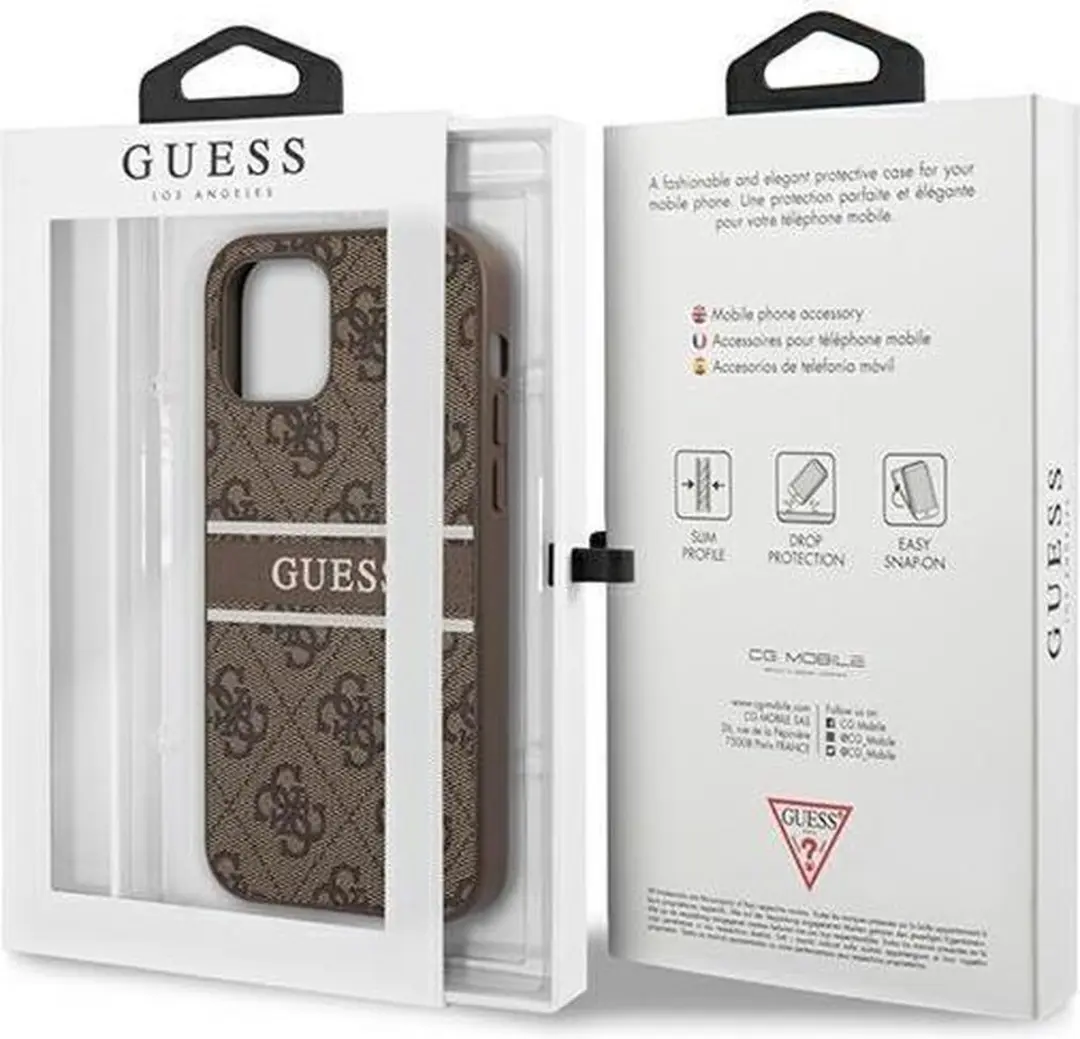 GUESS 4G Stripe Etui iPhone 12/12 Pro - Bruin