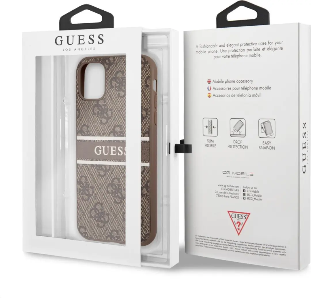 GUESS Logo Stripe Backcase iPhone 11 - Bruin