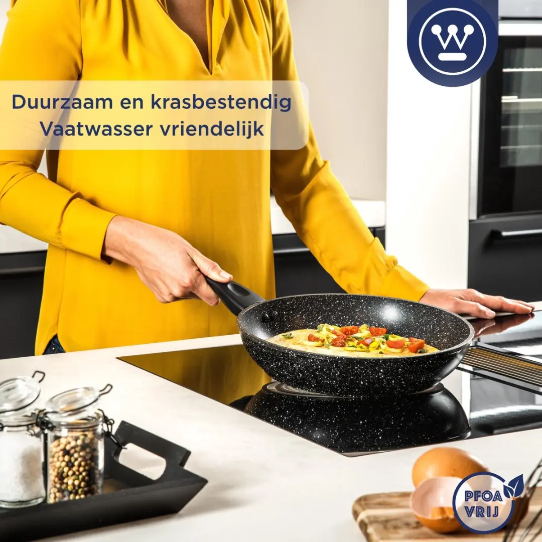 Westinghouse 3-delige Black Marble Pannenset - Inductie - 28/30/18cm