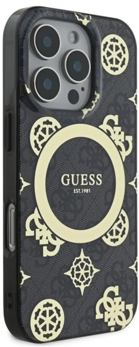 GUESS Backcover iPhone 16 Pro Max MagSafe - Pioenroos Wit