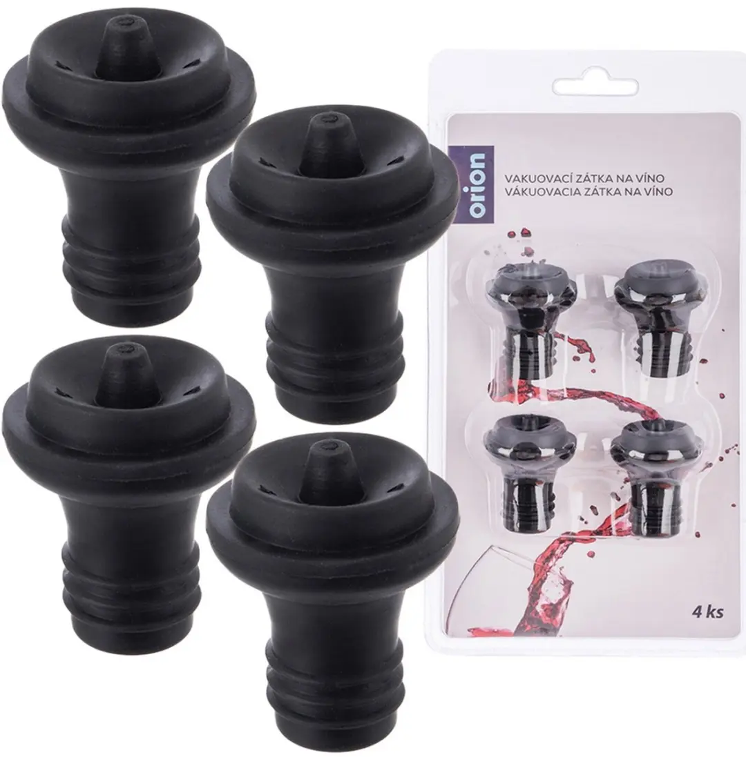 Orion Vacuüm Flesstoppen Set - 4 Stuks - Zwart