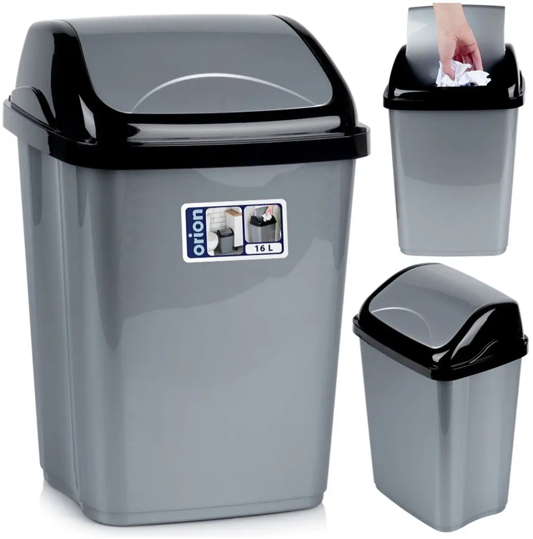 Orion Plastic Prullenbak 16L - Grijs/Zwart