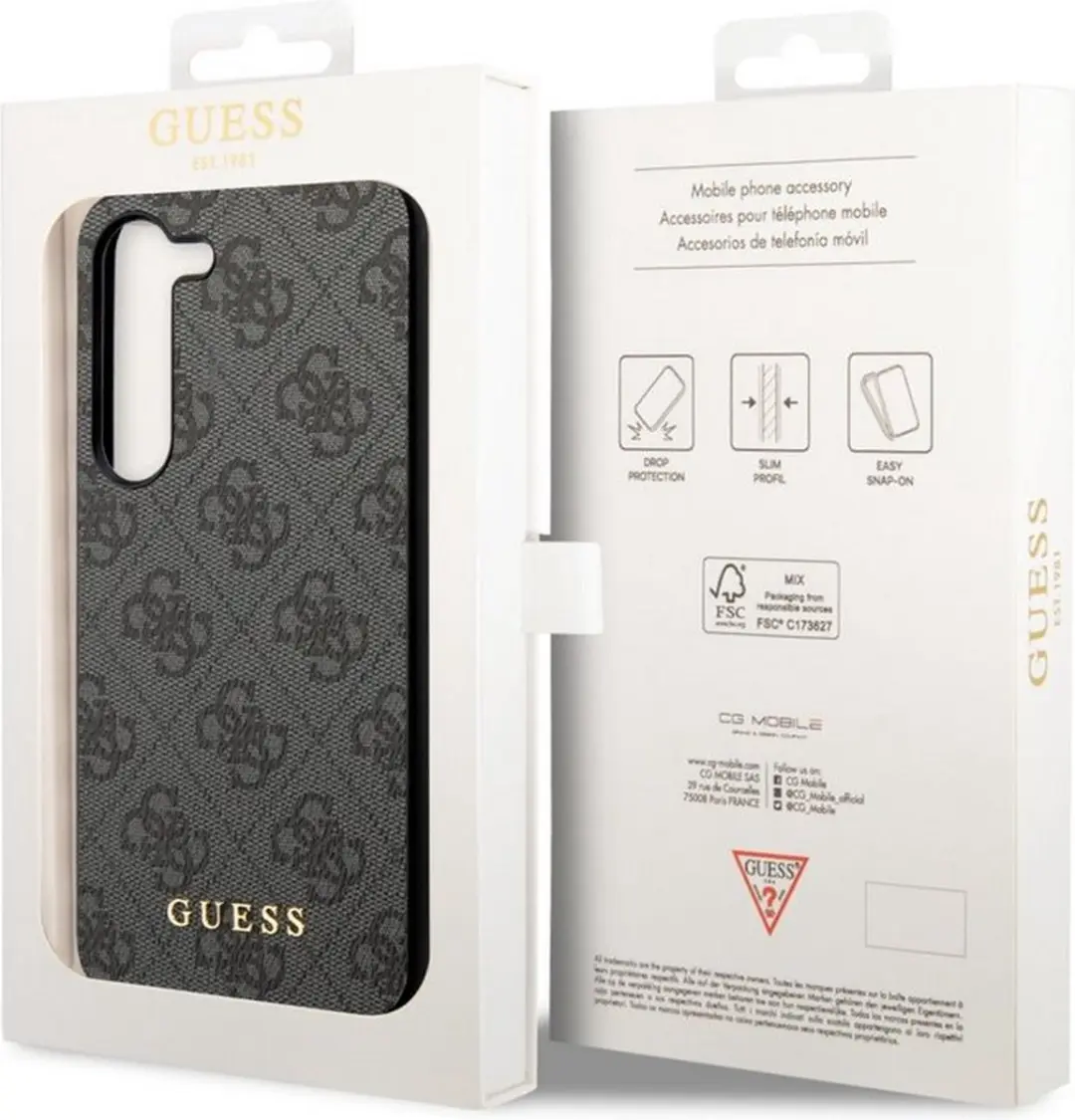 Guess 4G Charms Back Cover - Samsung Galaxy S23+ - Grijs