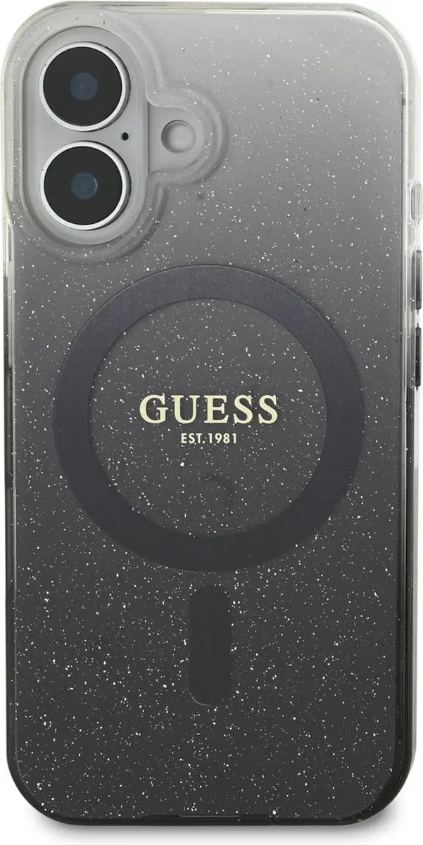 GUESS MagSafe Glitter Gradient Case iPhone 16 - Zwart