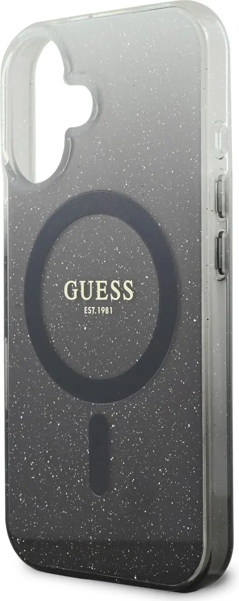 GUESS MagSafe Glitter Gradient Case iPhone 16 - Zwart