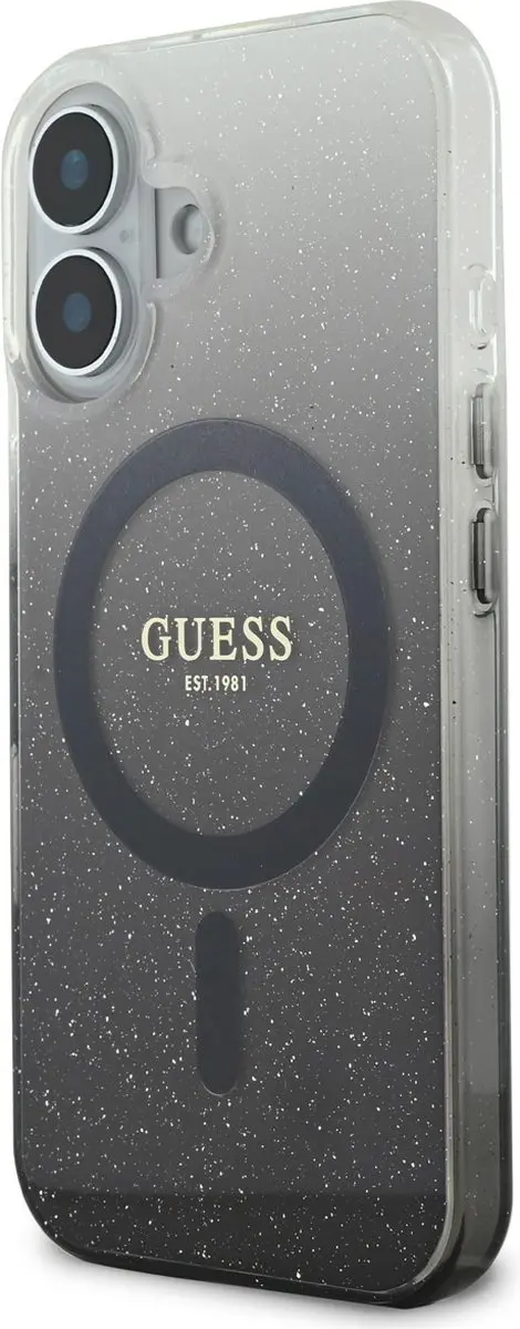GUESS MagSafe Glitter Gradient Case iPhone 16 - Zwart