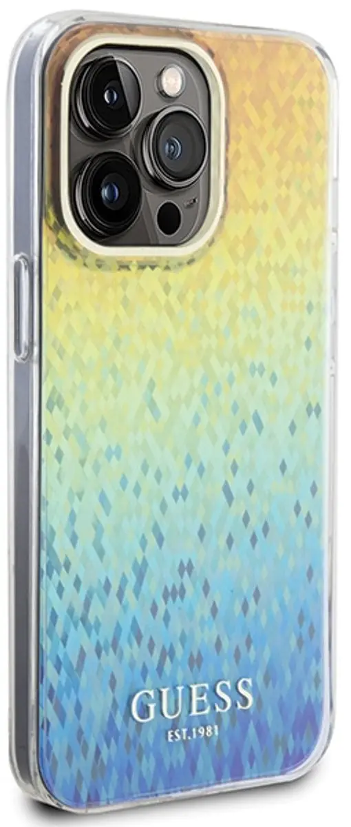 GUESS IML Faceted Mirror Disco Hoes - iPhone 15 Pro Max - Regenboog