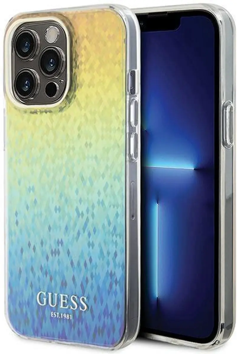 GUESS IML Faceted Mirror Disco Hoes - iPhone 15 Pro Max - Regenboog