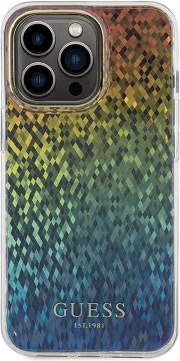 GUESS IML Faceted Mirror Disco Hoes - iPhone 15 Pro Max - Regenboog