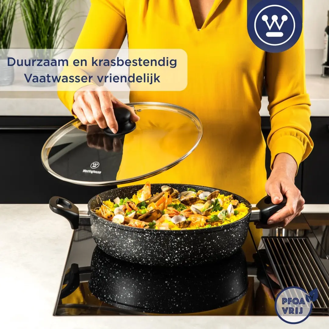 Westinghouse 3-delige Pannenset Black Marble - 24/28/32cm