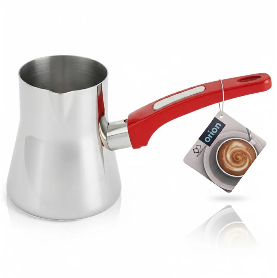 Orion Stalen Tygielek voor Koffie 330ml - Rood/Zilver