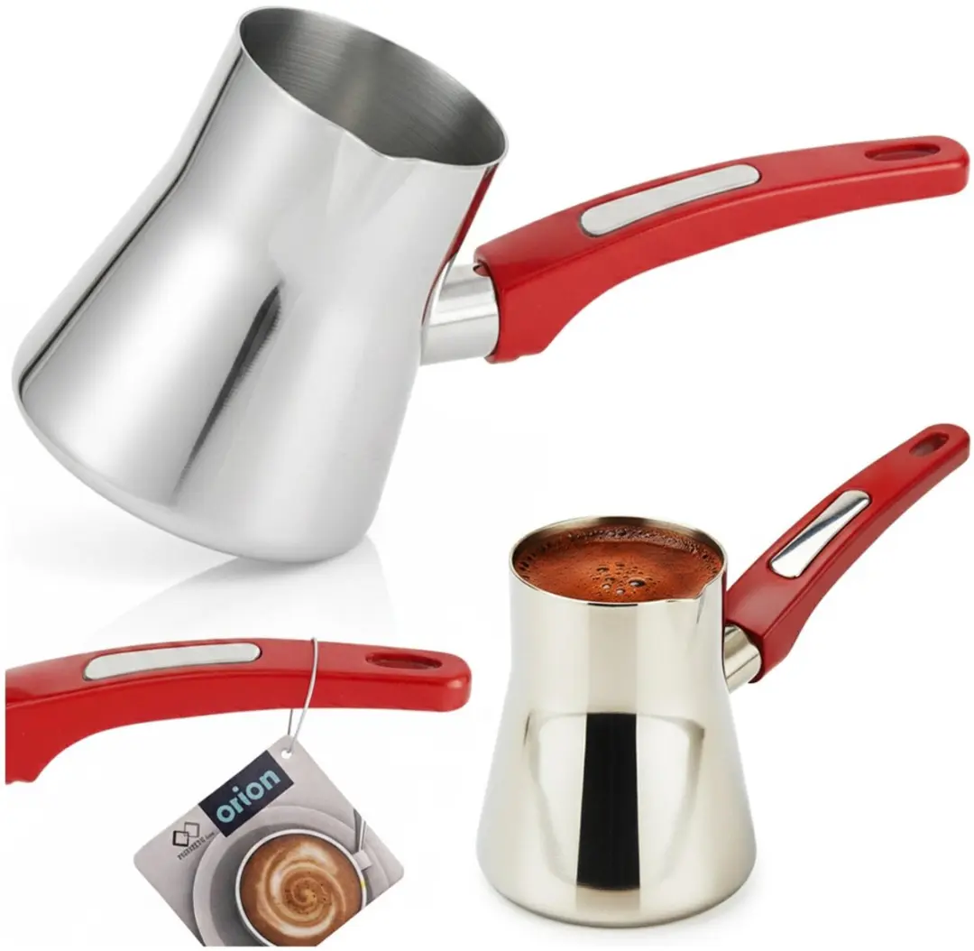 Orion Stalen Tygielek voor Koffie 330ml - Rood/Zilver