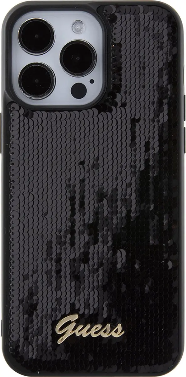 GUESS Sequins Script Logo Back Case iPhone 15 Pro Max - Zwart - afbeelding 6 van 6