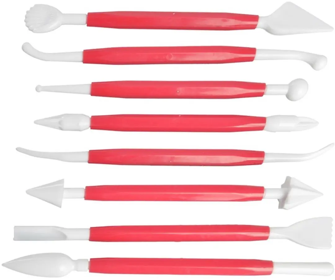 Orion Modelleerset Decoratie Gereedschap - 8-delig - Rood/Roze/Geel/Groen