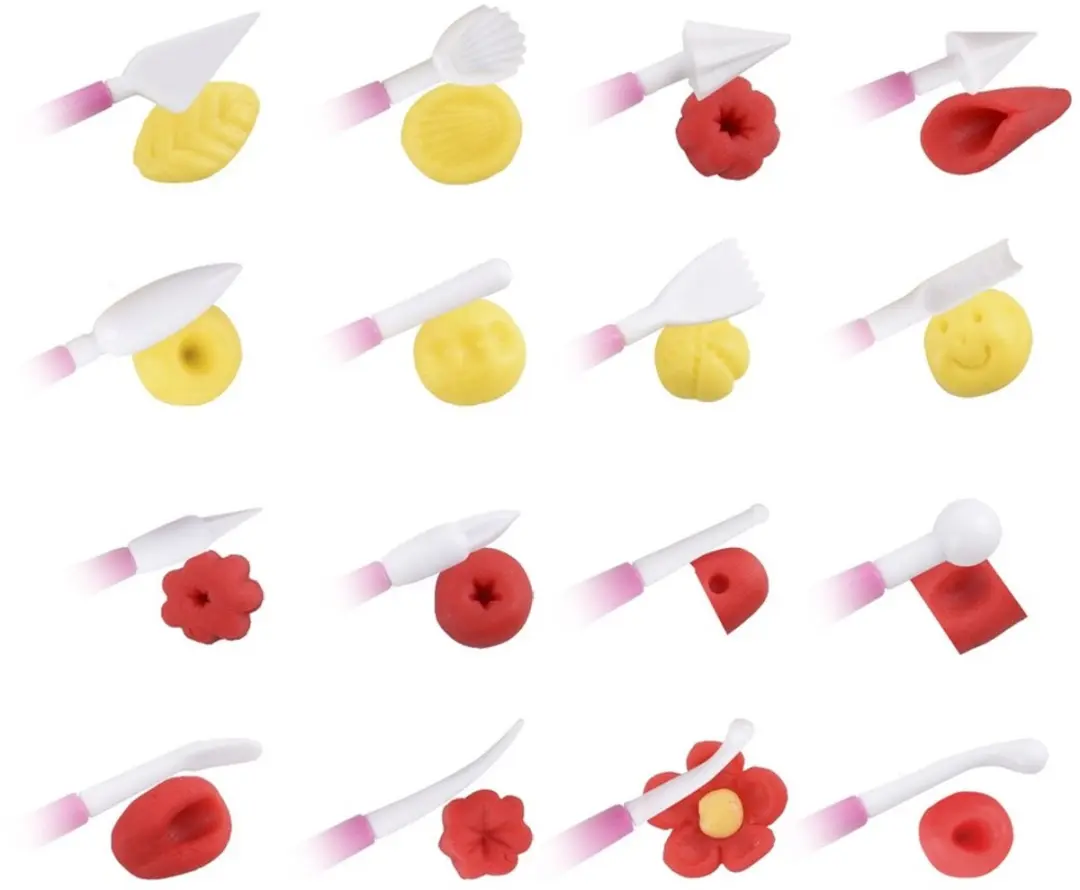Orion Modelleerset Decoratie Gereedschap - 8-delig - Rood/Roze/Geel/Groen - afbeelding 6 van 6