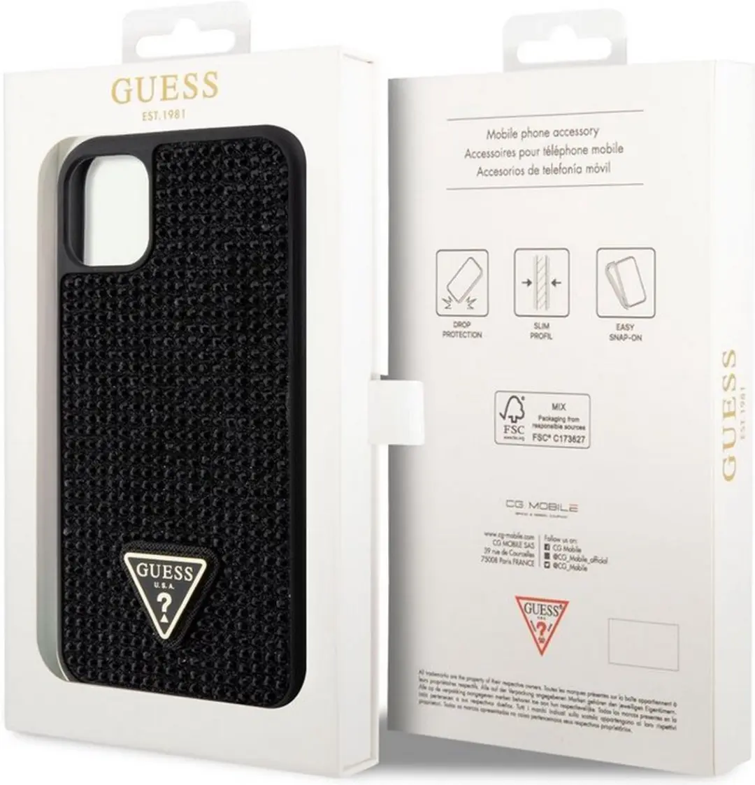 Guess Zwart iPhone 11/XR Hoesje - Rhinstones Logo