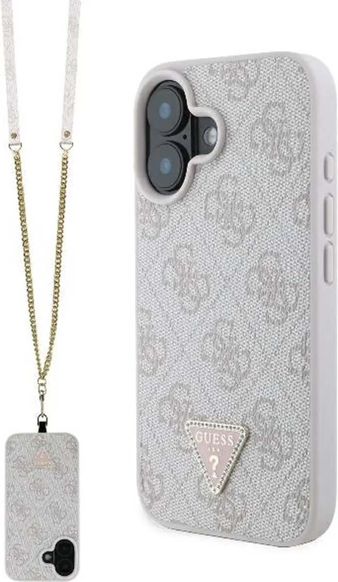 Guess GUHCP16SP4TDSCPP iPhone 16 Hoesje - Roze Leder met Strass