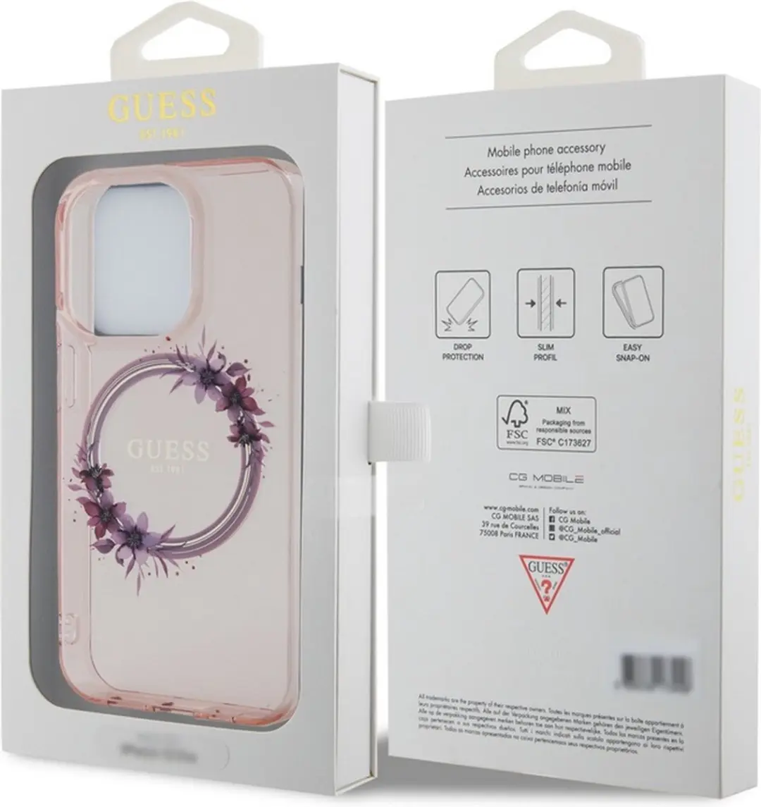 GUESS Glossy Ring Back Case Apple iPhone 15 Pro - Roze - GGBK-IP2361-HWR