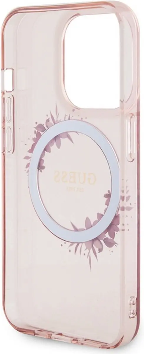 GUESS Glossy Ring Back Case Apple iPhone 15 Pro - Roze - GGBK-IP2361-HWR