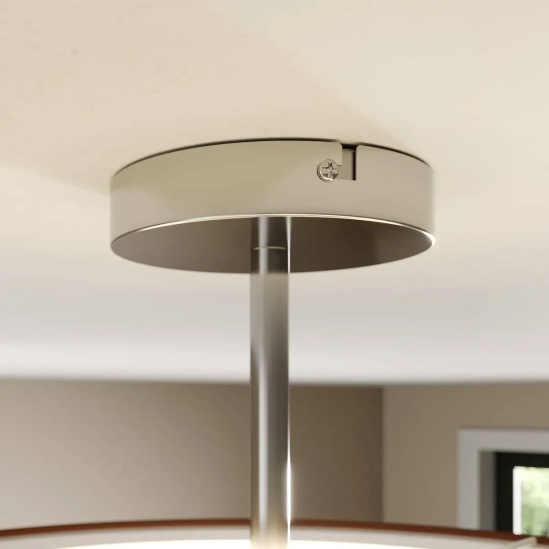 Lindby Plafondlamp 3-Lichts Metaal/Textiel/Glas - Ø50cm - Chroom/Bruin/Wit
