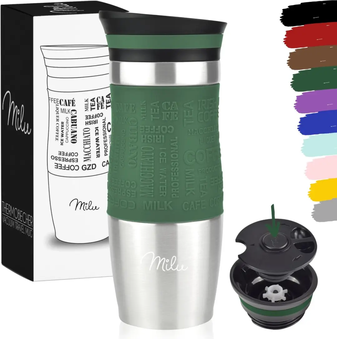 Milu Thermosbeker 370ml Olijfgroen