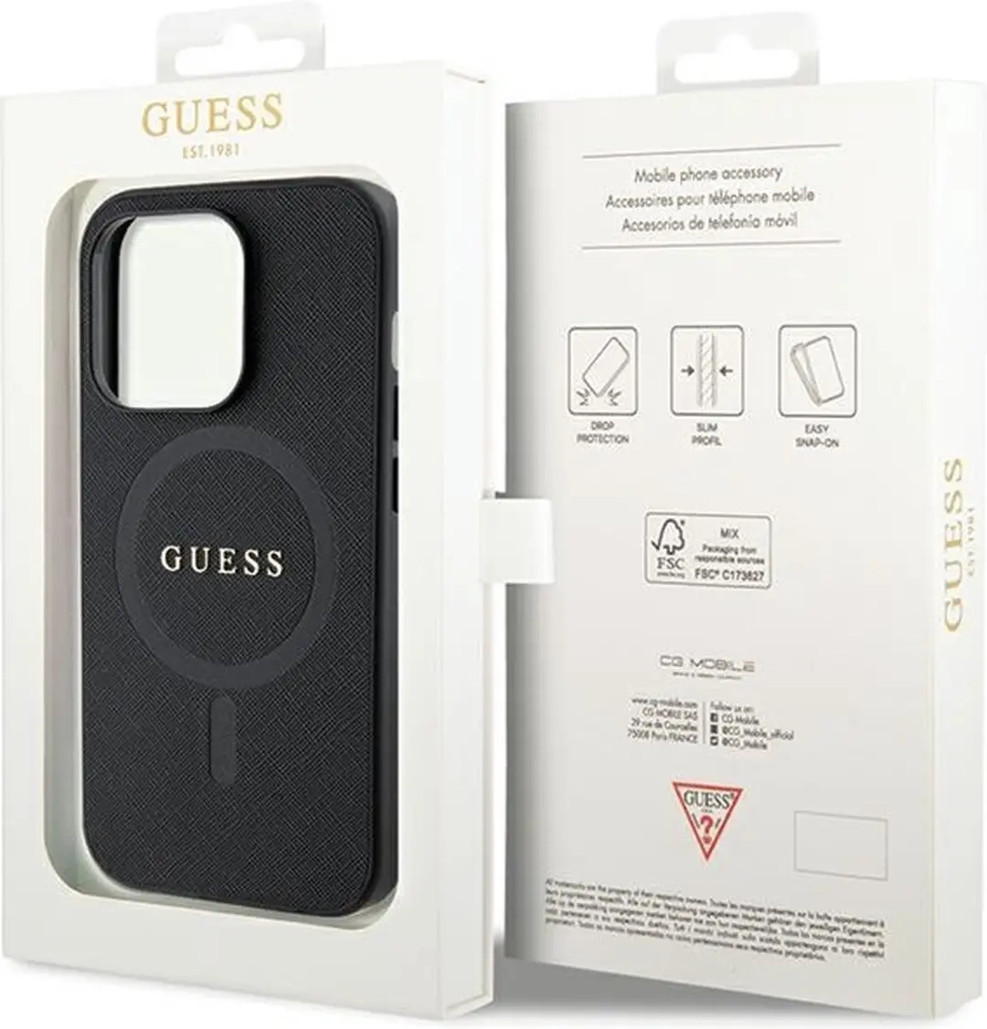 GUESS Saffiano Back Case - iPhone 14 Pro Max - Zwart