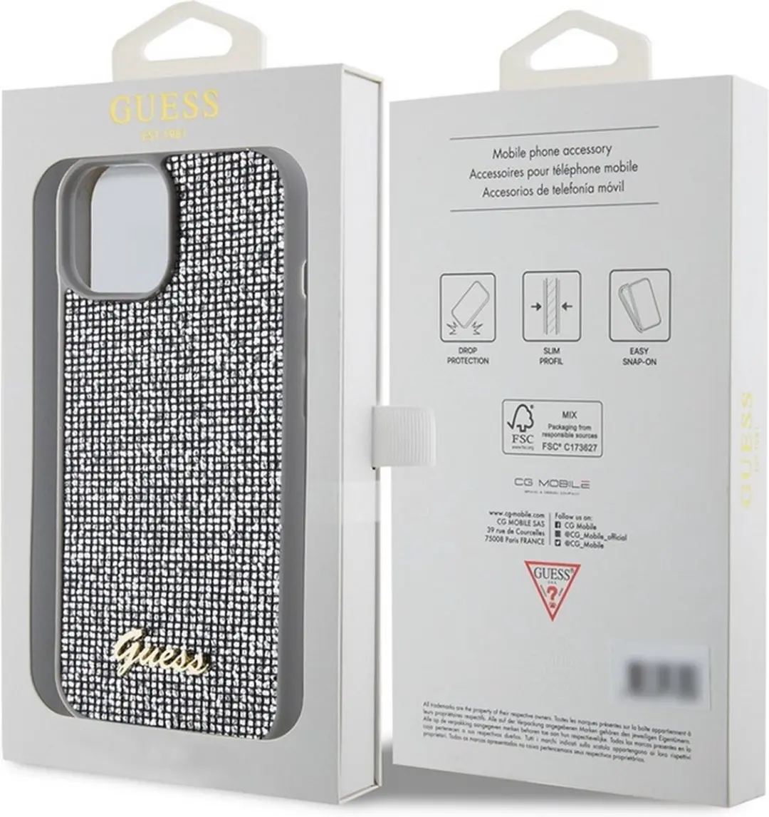 GUESS Square Mirror Back Case - iPhone 15 - Zilver