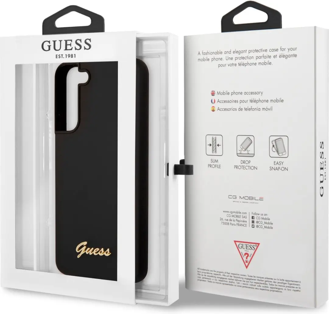 GUESS Siliconen Hoesje Samsung Galaxy S22 Plus - Zwart