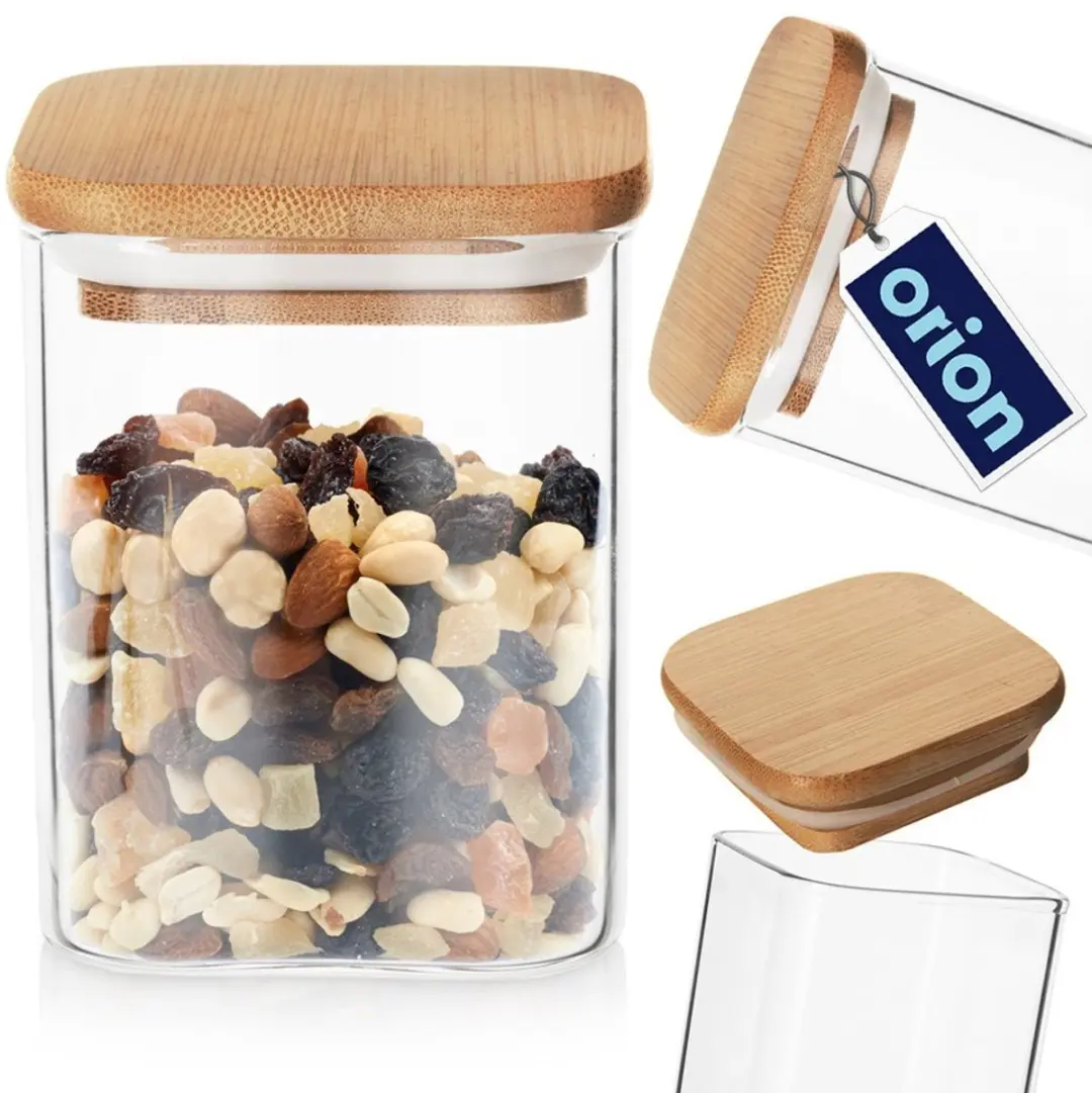 Orion Voorraadpot 850ml Borosilicaatglas Bamboe Luchtdicht - afbeelding 6 van 6
