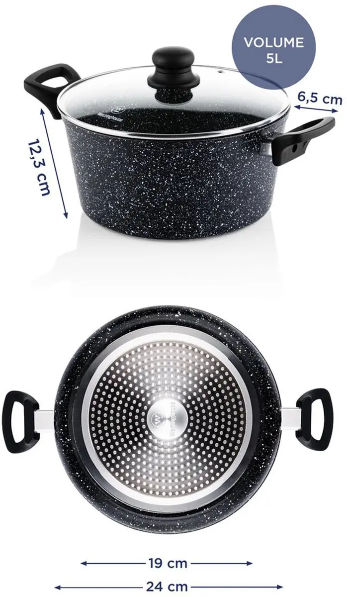Westinghouse Braadpan 24cm Inductie - Zwart Marmer