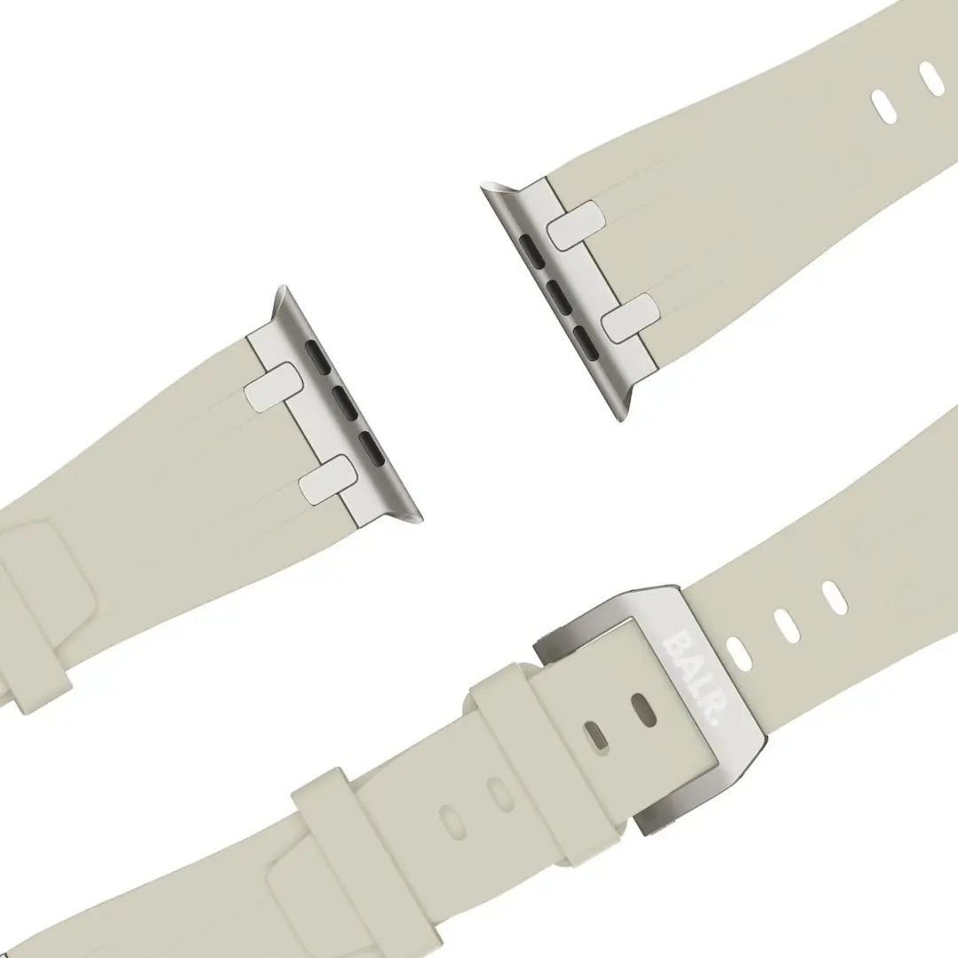 BALR Liquid Siliconen Band Apple Watch 44/45/46/49mm - Beige/Titanium