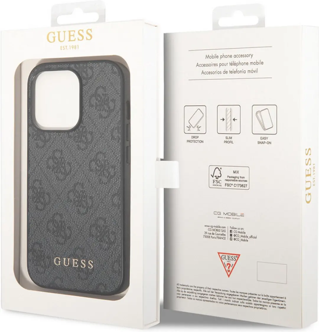 GUESS 4G Back Case iPhone 14 Pro - Grijs