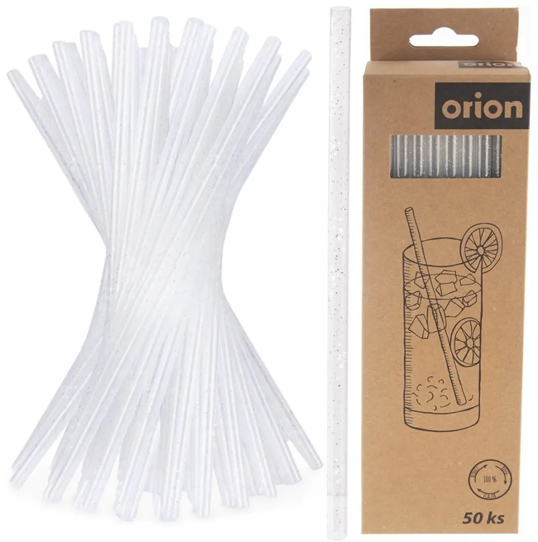 Orion Drinkrietjes 22cm Transparant Glitters - 50 Stuks
