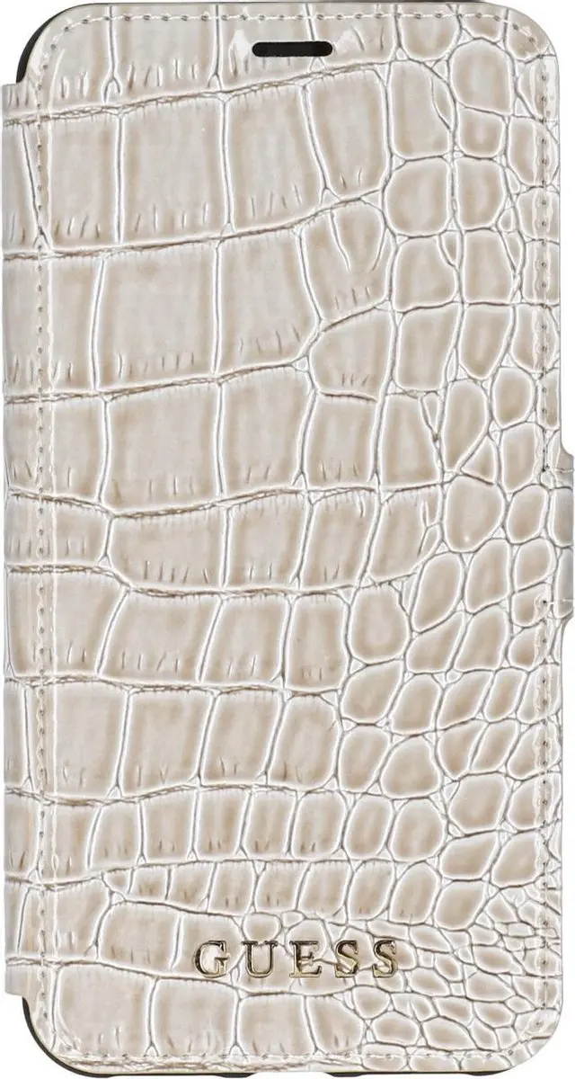 Guess Beige Hoesje iPhone Xs Max - Echt Leer