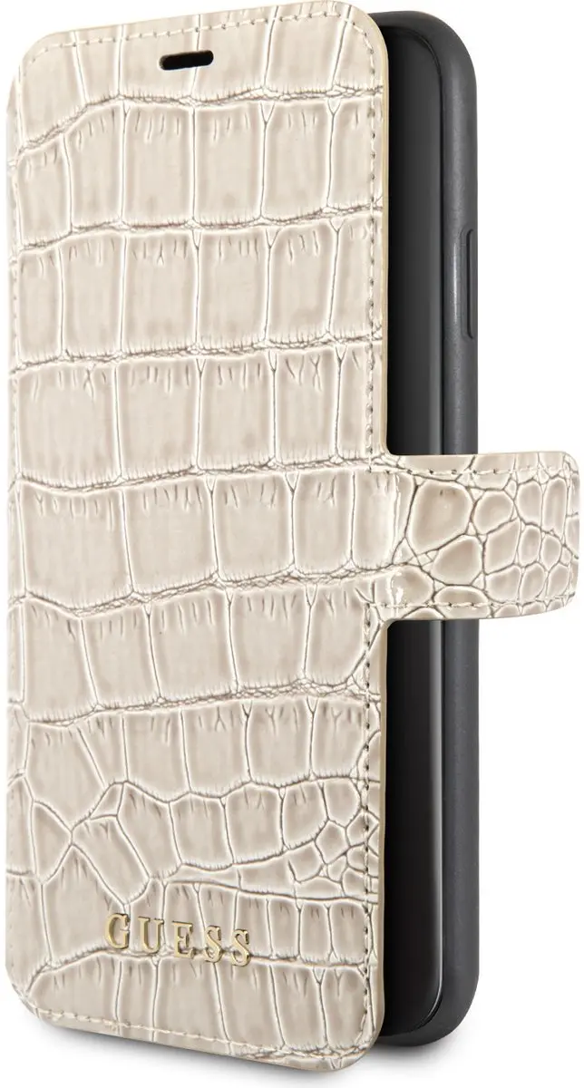 Guess Beige Hoesje iPhone Xs Max - Echt Leer