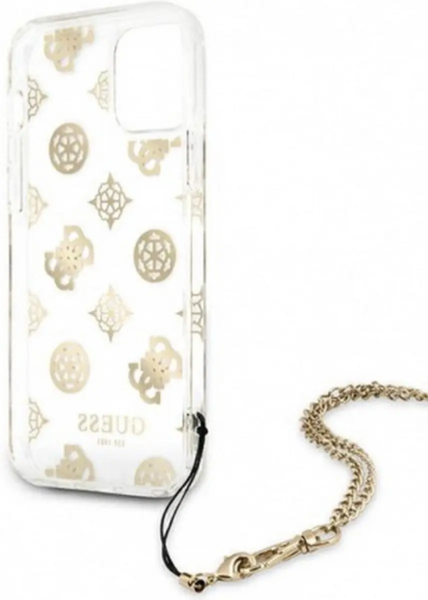 GUESS Peony Back Case met Strap - iPhone 12/12 Pro - Goud