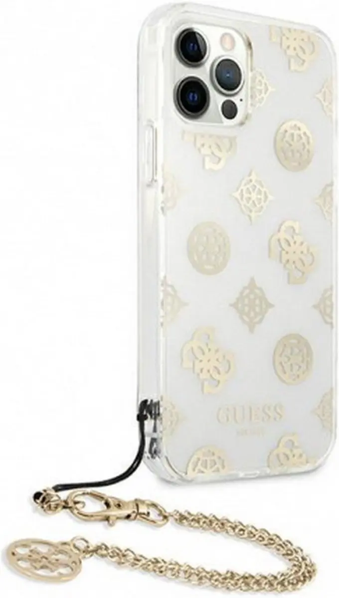 GUESS Peony Back Case met Strap - iPhone 12/12 Pro - Goud