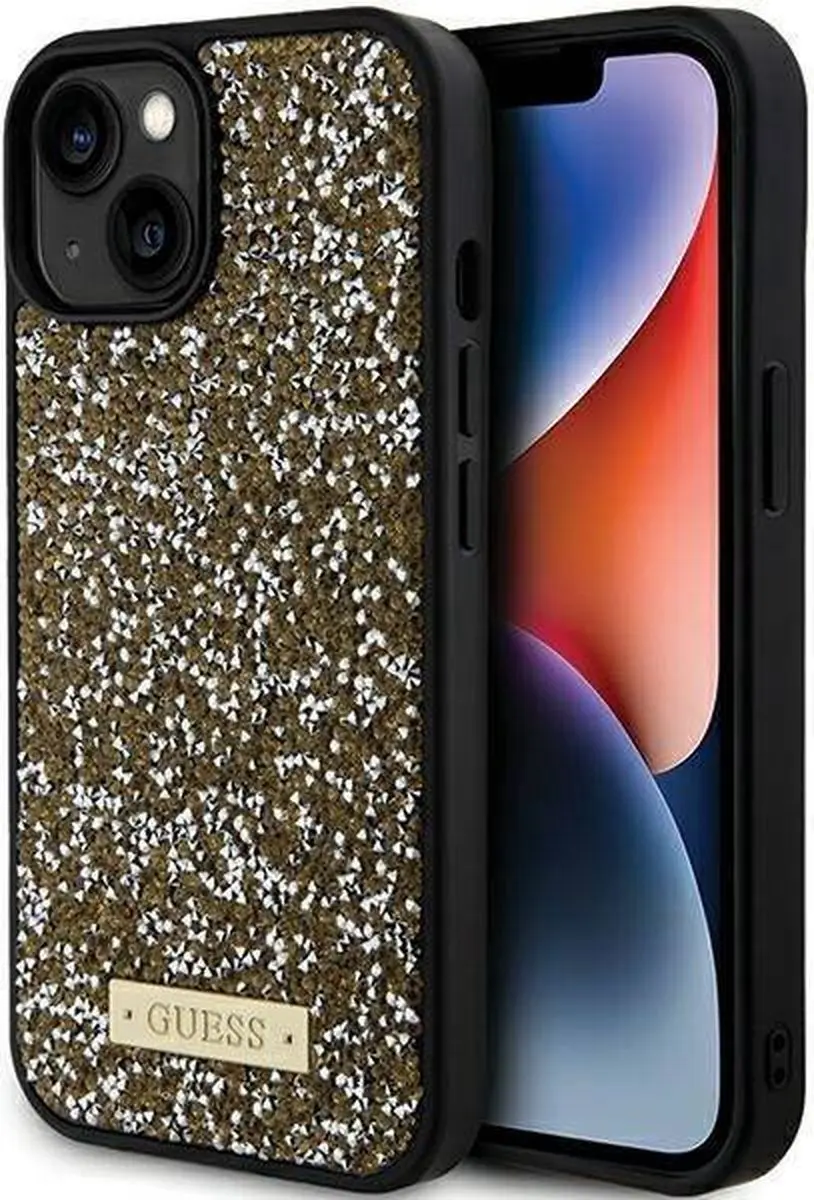 Guess Goud Hoesje iPhone 15 - Rhinestones