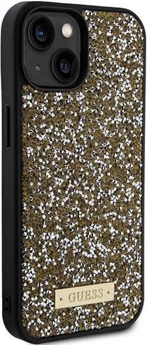 Guess Goud Hoesje iPhone 15 - Rhinestones