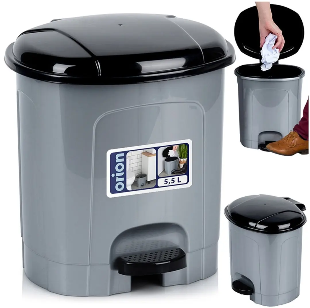 Orion Afvalemmer 5,5L - Grijs/Zwart - Met Pedaal