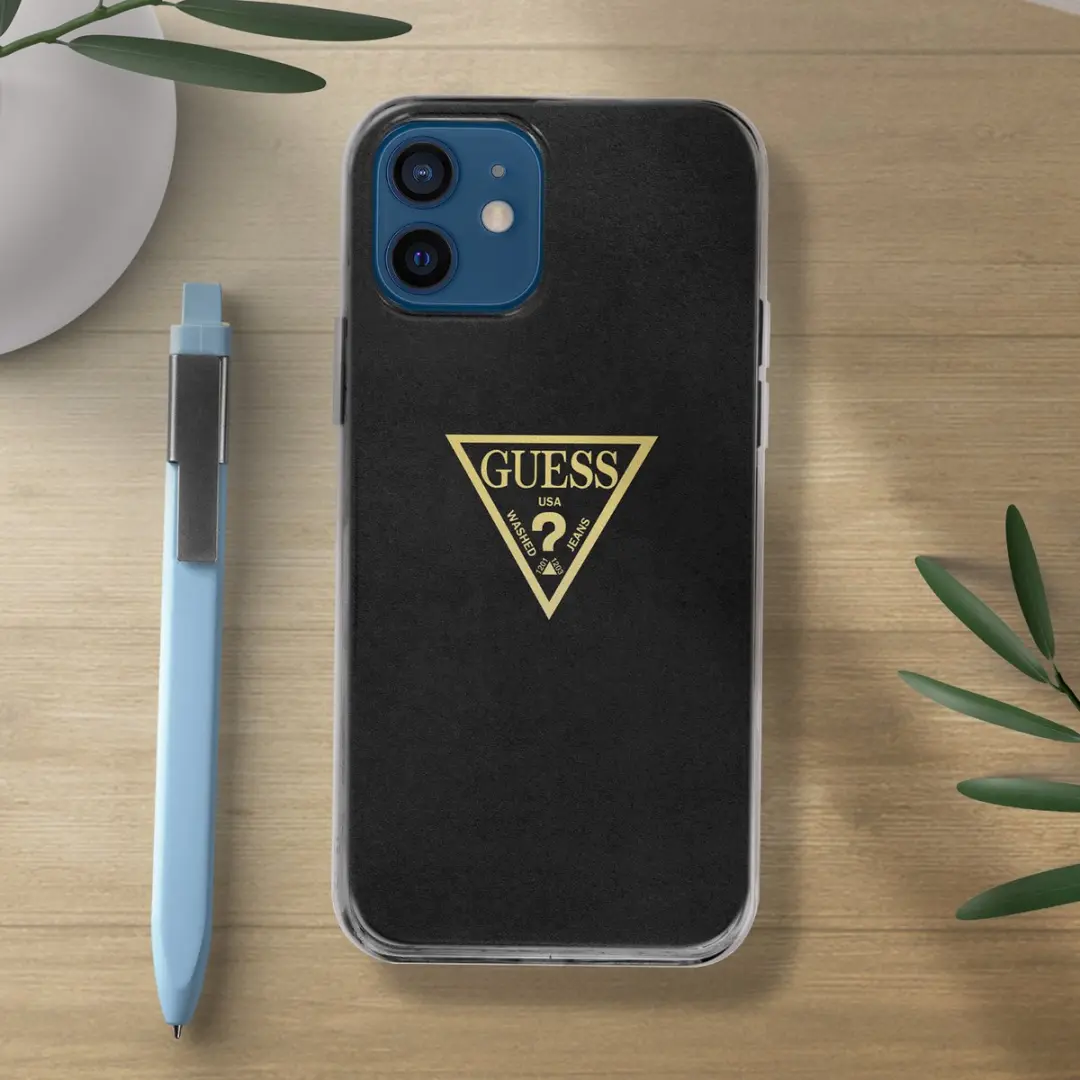 GUESS Metallic Hoesje iPhone 12 Mini - Zwart