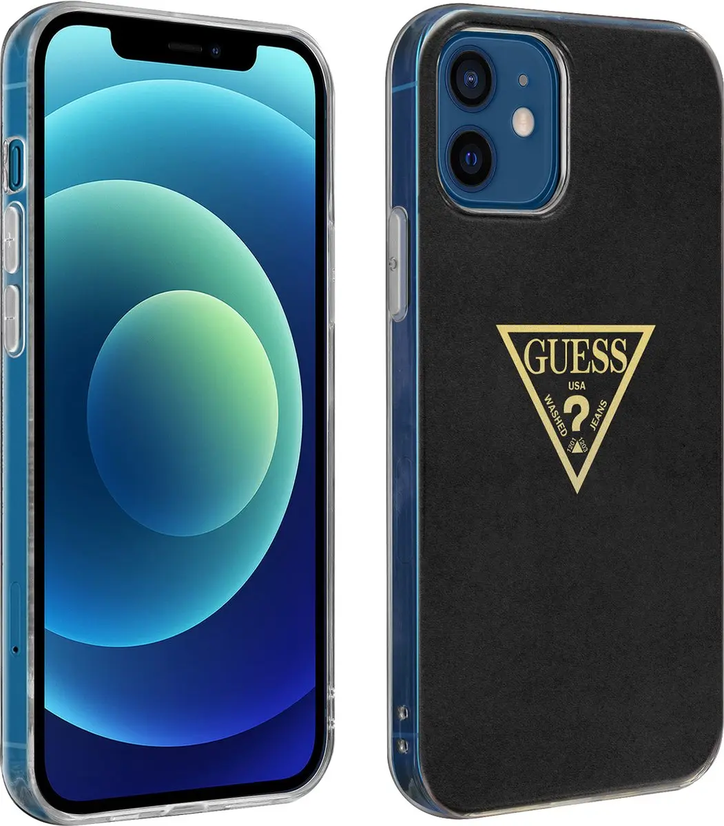 GUESS Metallic Hoesje iPhone 12 Mini - Zwart