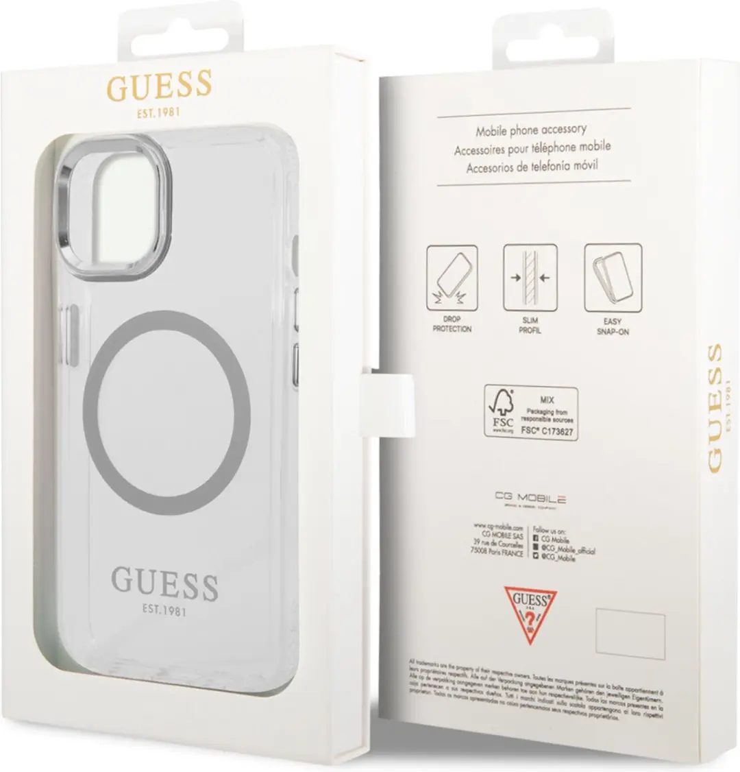 GUESS Translucent Hoes iPhone 14 - Zilver - MagSafe - afbeelding 6 van 6