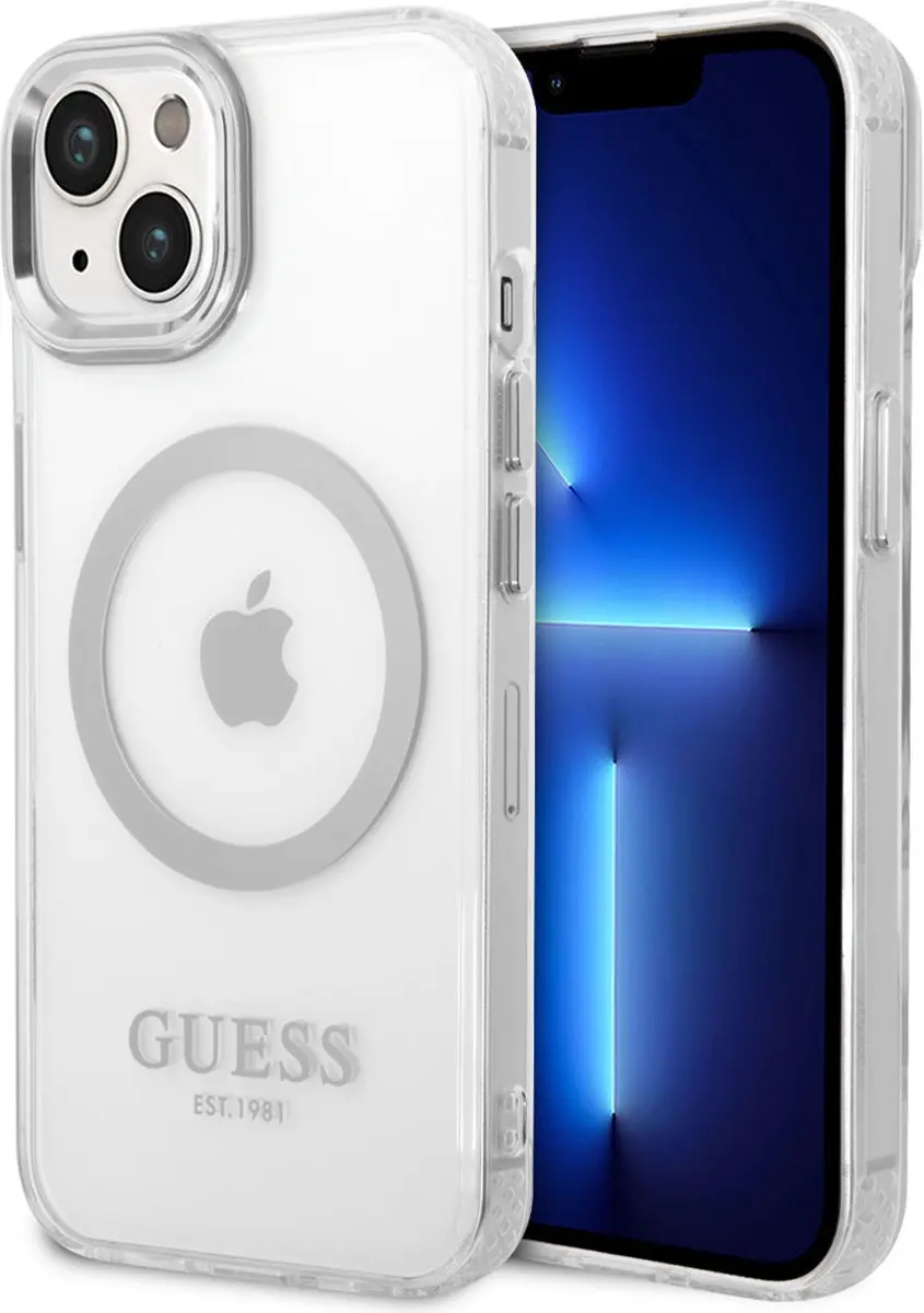 GUESS Translucent Hoes iPhone 14 - Zilver - MagSafe