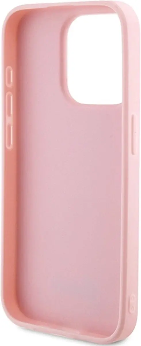 Guess Saffiano Iridescent Script Hoesje iPhone 14 Pro Max - Roze