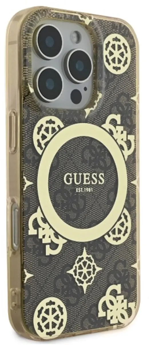 GUESS Backcover iPhone 16 Pro Max - MagSafe - Pioenroos Bruin