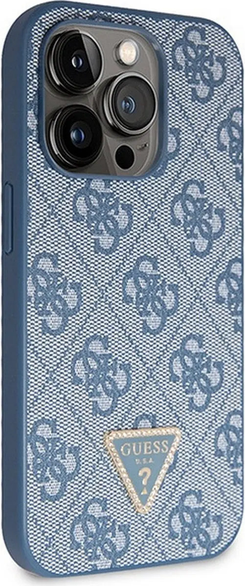 Guess 4G Triangle Crossbody Hoesje - iPhone 14 Pro Max - Blauw