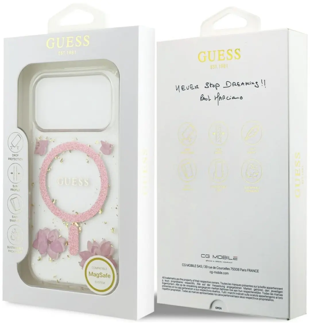 Guess Back Cover Hoesje iPhone 17 Pro - Roze - MagSafe